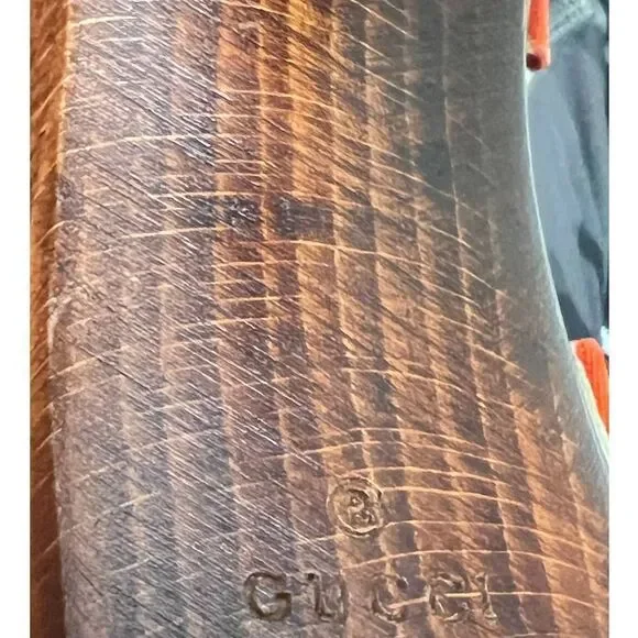 Gucci Orange Crane Wood Block Heels Sandals Sz. 8 - Picture 11 of 13